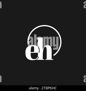 EH logo initials monogram with circular lines, minimalist and clean logo design, simple but classy style vector graphic Stock Vector