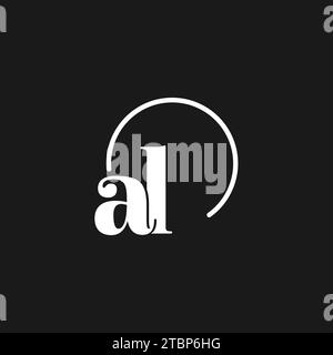 AL logo initials monogram with circular lines, minimalist and clean logo design, simple but classy style vector graphic Stock Vector