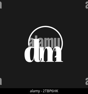 DM logo initials monogram with circular lines, minimalist and clean logo design, simple but classy style vector graphic Stock Vector