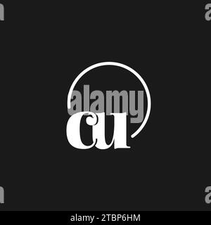 CU logo initials monogram with circular lines, minimalist and clean logo design, simple but classy style vector graphic Stock Vector