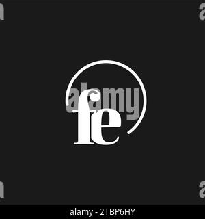 FE logo initials monogram with circular lines, minimalist and clean logo design, simple but classy style vector graphic Stock Vector