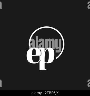EP logo initials monogram with circular lines, minimalist and clean logo design, simple but classy style vector graphic Stock Vector
