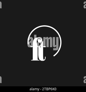 FT logo initials monogram with circular lines, minimalist and clean logo design, simple but classy style vector graphic Stock Vector