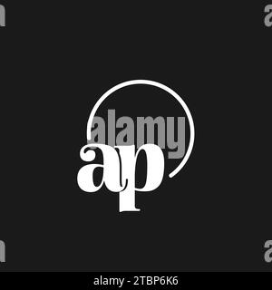 AP logo initials monogram with circular lines, minimalist and clean logo design, simple but classy style vector graphic Stock Vector