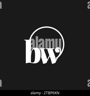 BW logo initials monogram with circular lines, minimalist and clean logo design, simple but classy style vector graphic Stock Vector