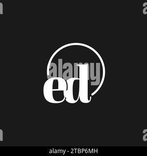 ED logo initials monogram with circular lines, minimalist and clean logo design, simple but classy style vector graphic Stock Vector