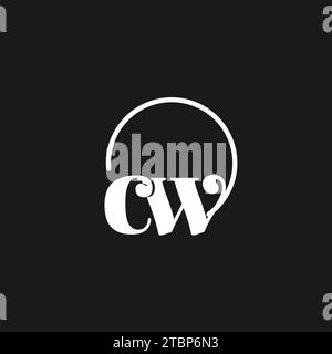 CW logo initials monogram with circular lines, minimalist and clean logo design, simple but classy style vector graphic Stock Vector