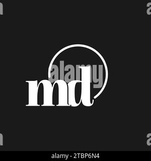 MD logo initials monogram with circular lines, minimalist and clean logo design, simple but classy style vector graphic Stock Vector