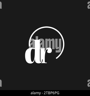 DR logo initials monogram with circular lines, minimalist and clean logo design, simple but classy style vector graphic Stock Vector