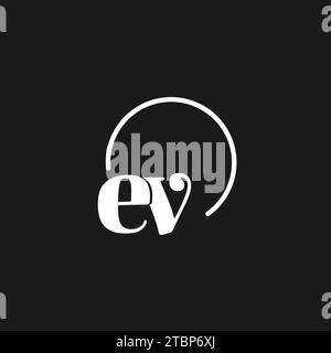 EV logo initials monogram with circular lines, minimalist and clean logo design, simple but classy style vector graphic Stock Vector