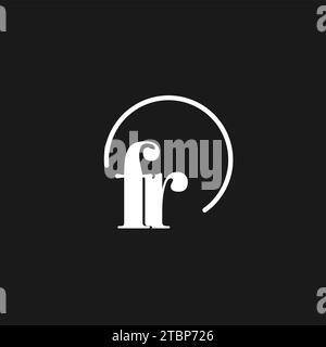 FR logo initials monogram with circular lines, minimalist and clean logo design, simple but classy style vector graphic Stock Vector