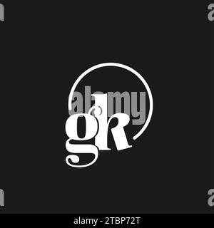 GK logo initials monogram with circular lines, minimalist and clean logo design, simple but classy style vector graphic Stock Vector