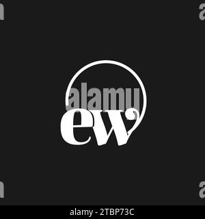 EW logo initials monogram with circular lines, minimalist and clean logo design, simple but classy style vector graphic Stock Vector