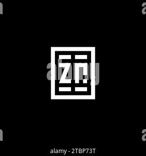 ZR initial logo with square rectangular shape style design ideas Stock Vector