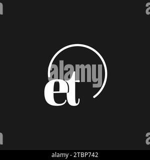 ET logo initials monogram with circular lines, minimalist and clean logo design, simple but classy style vector graphic Stock Vector