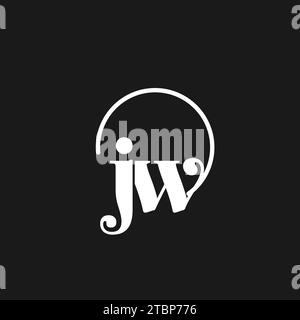 JW logo initials monogram with circular lines, minimalist and clean logo design, simple but classy style vector graphic Stock Vector