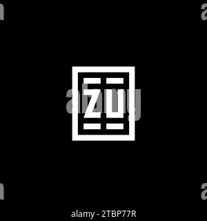 ZU initial logo with square rectangular shape style design ideas Stock Vector