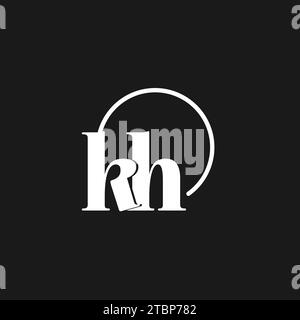 KH logo initials monogram with circular lines, minimalist and clean logo design, simple but classy style vector graphic Stock Vector