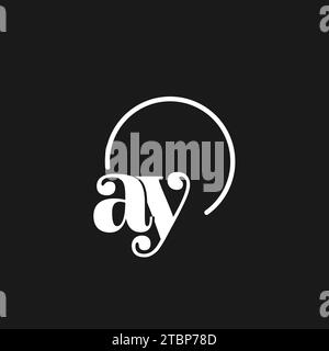 AY logo initials monogram with circular lines, minimalist and clean logo design, simple but classy style vector graphic Stock Vector