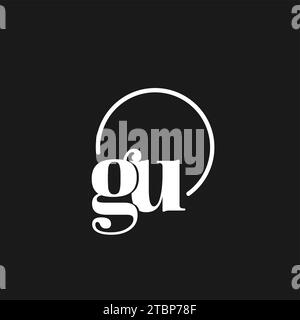 GU logo initials monogram with circular lines, minimalist and clean logo design, simple but classy style vector graphic Stock Vector