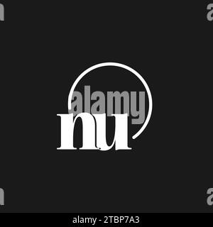 NU logo initials monogram with circular lines, minimalist and clean logo design, simple but classy style vector graphic Stock Vector