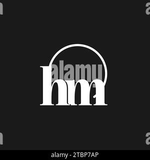 HM logo initials monogram with circular lines, minimalist and clean logo design, simple but classy style vector graphic Stock Vector