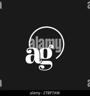 AG logo initials monogram with circular lines, minimalist and clean logo design, simple but classy style vector graphic Stock Vector