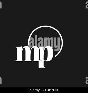 MP logo initials monogram with circular lines, minimalist and clean logo design, simple but classy style vector graphic Stock Vector