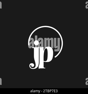JP logo initials monogram with circular lines, minimalist and clean logo design, simple but classy style vector graphic Stock Vector