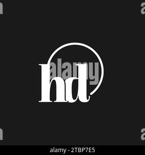 HD logo initials monogram with circular lines, minimalist and clean logo design, simple but classy style vector graphic Stock Vector