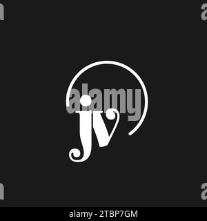 JV logo initials monogram with circular lines, minimalist and clean logo design, simple but classy style vector graphic Stock Vector