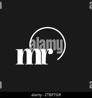 MR logo initials monogram with circular lines, minimalist and clean logo design, simple but classy style vector graphic Stock Vector
