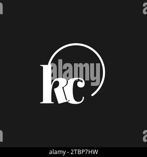 KC logo initials monogram with circular lines, minimalist and clean logo design, simple but classy style vector graphic Stock Vector