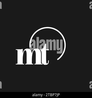 MT logo initials monogram with circular lines, minimalist and clean logo design, simple but classy style vector graphic Stock Vector