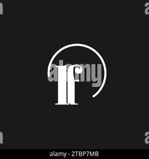 LF logo initials monogram with circular lines, minimalist and clean logo design, simple but classy style vector graphic Stock Vector