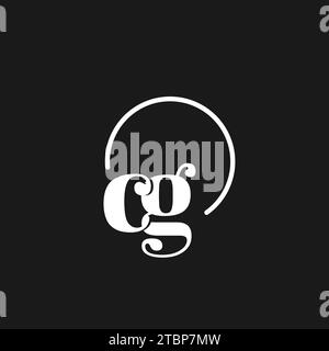 CG logo initials monogram with circular lines, minimalist and clean logo design, simple but classy style vector graphic Stock Vector