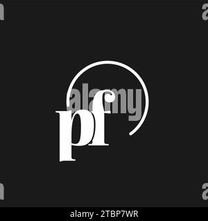 PF logo initials monogram with circular lines, minimalist and clean logo design, simple but classy style vector graphic Stock Vector