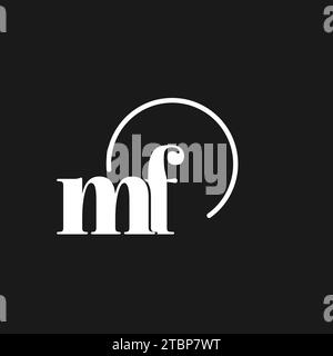 MF logo initials monogram with circular lines, minimalist and clean logo design, simple but classy style vector graphic Stock Vector