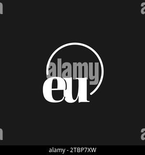 EU logo initials monogram with circular lines, minimalist and clean logo design, simple but classy style vector graphic Stock Vector