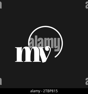 MV logo initials monogram with circular lines, minimalist and clean logo design, simple but classy style vector graphic Stock Vector