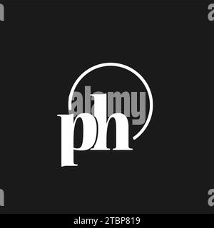 PH logo initials monogram with circular lines, minimalist and clean logo design, simple but classy style vector graphic Stock Vector