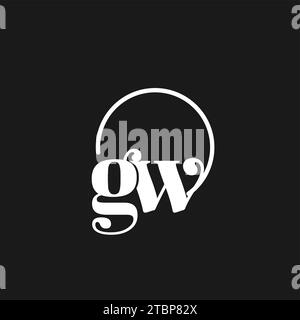 GW logo initials monogram with circular lines, minimalist and clean logo design, simple but classy style vector graphic Stock Vector