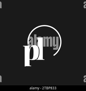 PL logo initials monogram with circular lines, minimalist and clean logo design, simple but classy style vector graphic Stock Vector