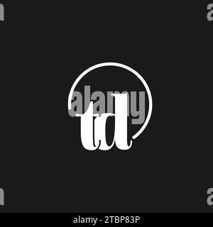 TD logo initials monogram with circular lines, minimalist and clean logo design, simple but classy style vector graphic Stock Vector