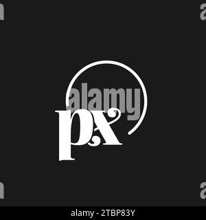 PX logo initials monogram with circular lines, minimalist and clean logo design, simple but classy style vector graphic Stock Vector