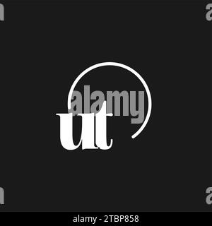 UT logo initials monogram with circular lines, minimalist and clean logo design, simple but classy style vector graphic Stock Vector