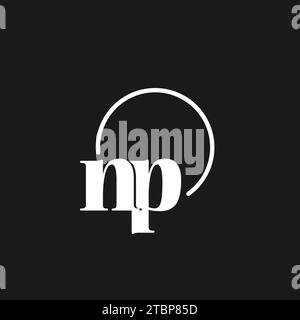 NP logo initials monogram with circular lines, minimalist and clean logo design, simple but classy style vector graphic Stock Vector