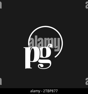 PG logo initials monogram with circular lines, minimalist and clean logo design, simple but classy style vector graphic Stock Vector