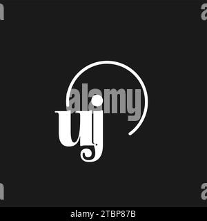 UJ logo initials monogram with circular lines, minimalist and clean logo design, simple but classy style vector graphic Stock Vector