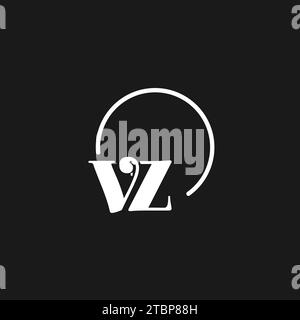 VZ logo initials monogram with circular lines, minimalist and clean logo design, simple but classy style vector graphic Stock Vector